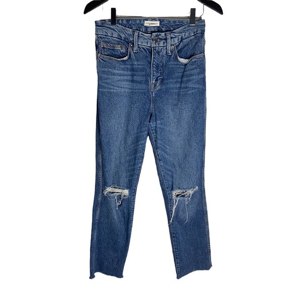 Good American Good Curve Straight Leg Distressed Jeans-sz 26 - Picture 3 of 11